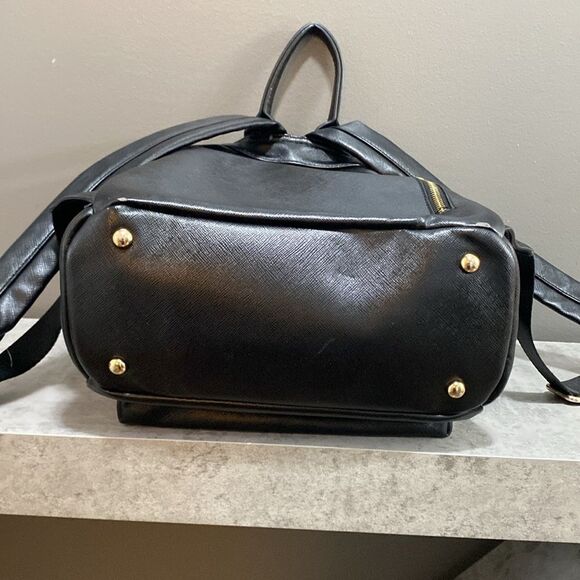 Colorland Black Faux Leather with Bright Red Interior Backpack Medium - Picture 12 of 16